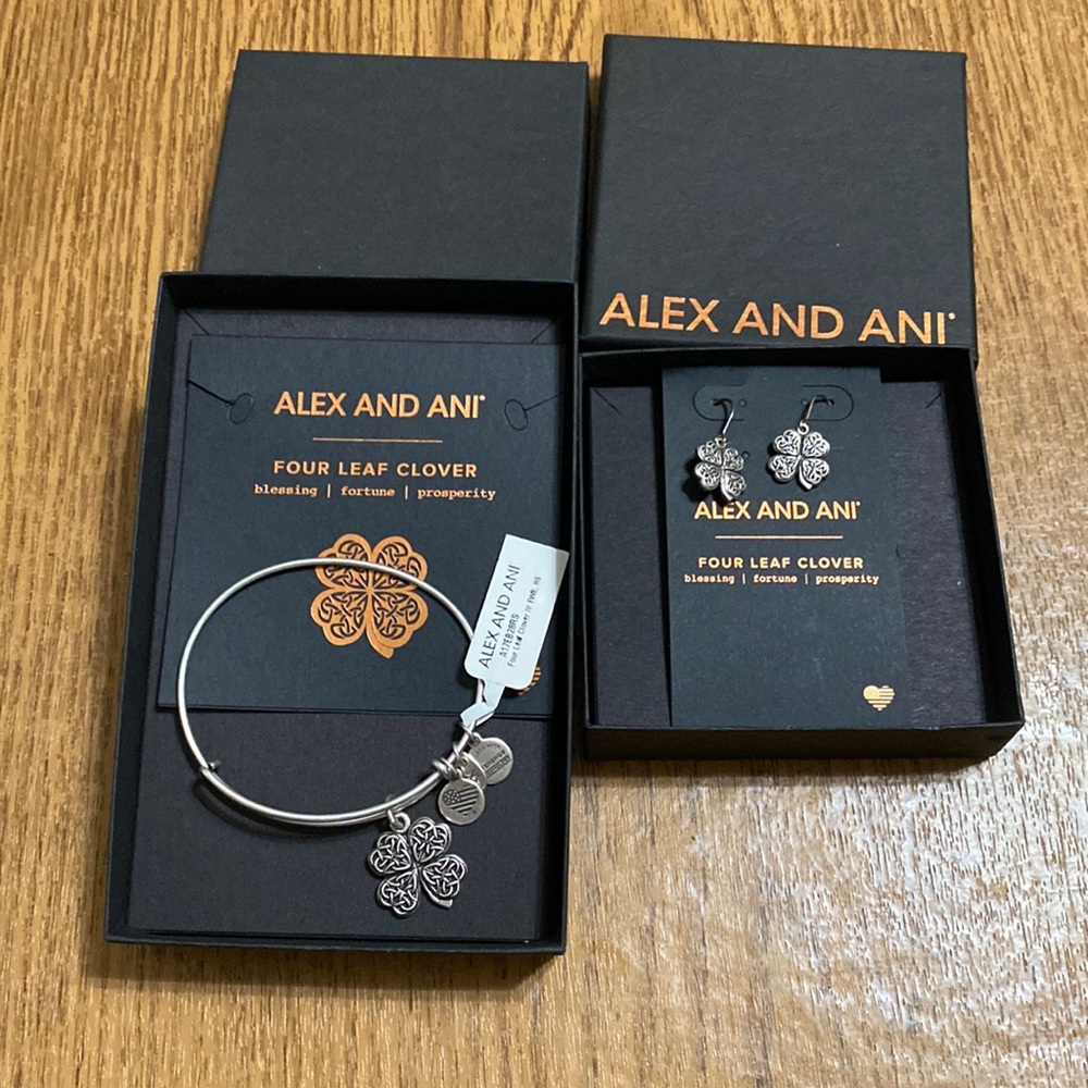 Alex and Ani Four Leaf Clover set, new